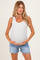 Light Blue Distressed Raw Hem Maternity Denim Shorts