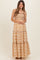 Camel Printed Smocked Maternity Maxi Dress