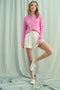 White Floral Print Side Stripe Shorts