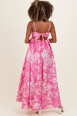 Pink Floral Printed Maternity Maxi Dress