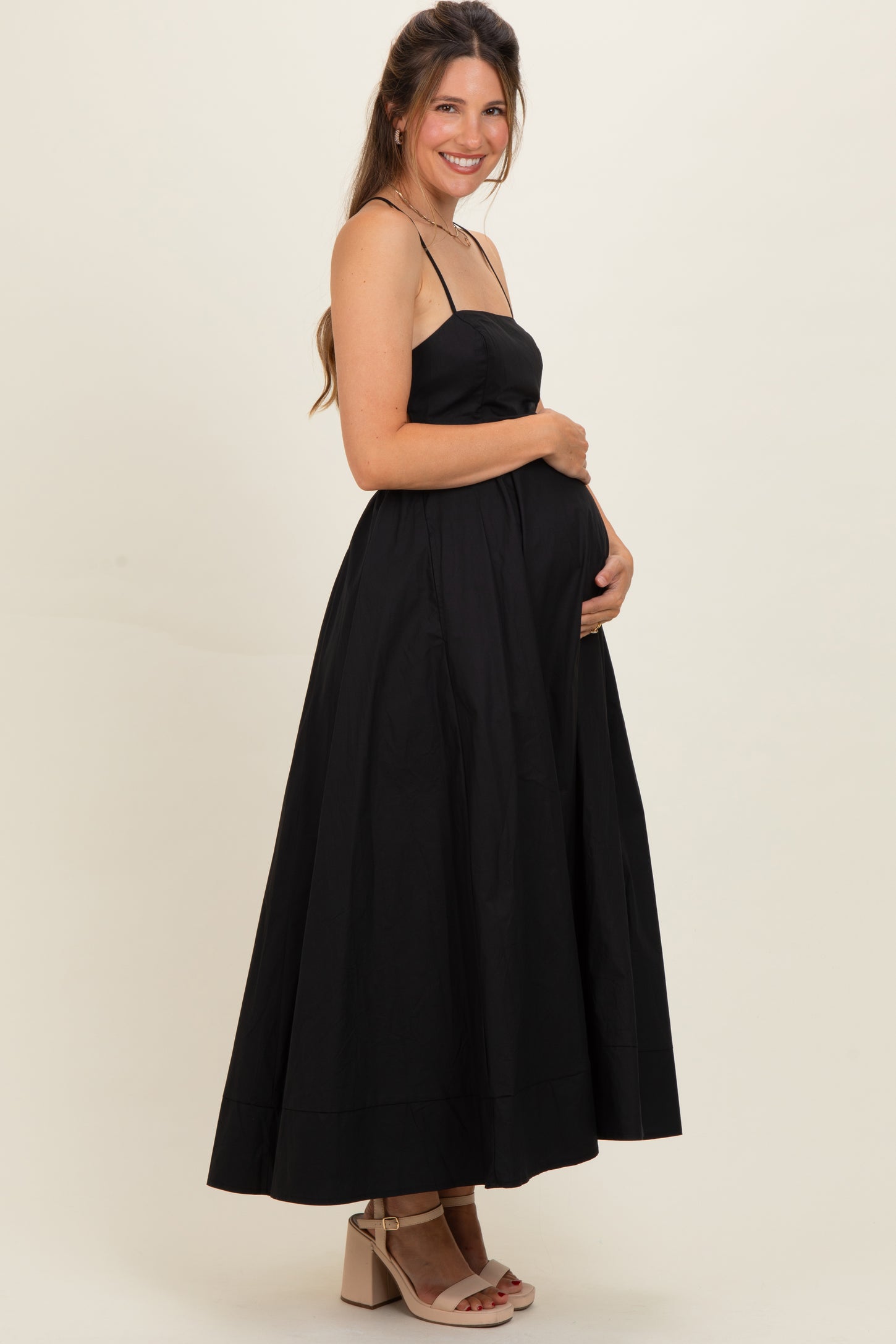 Black Midi Maternity Dress