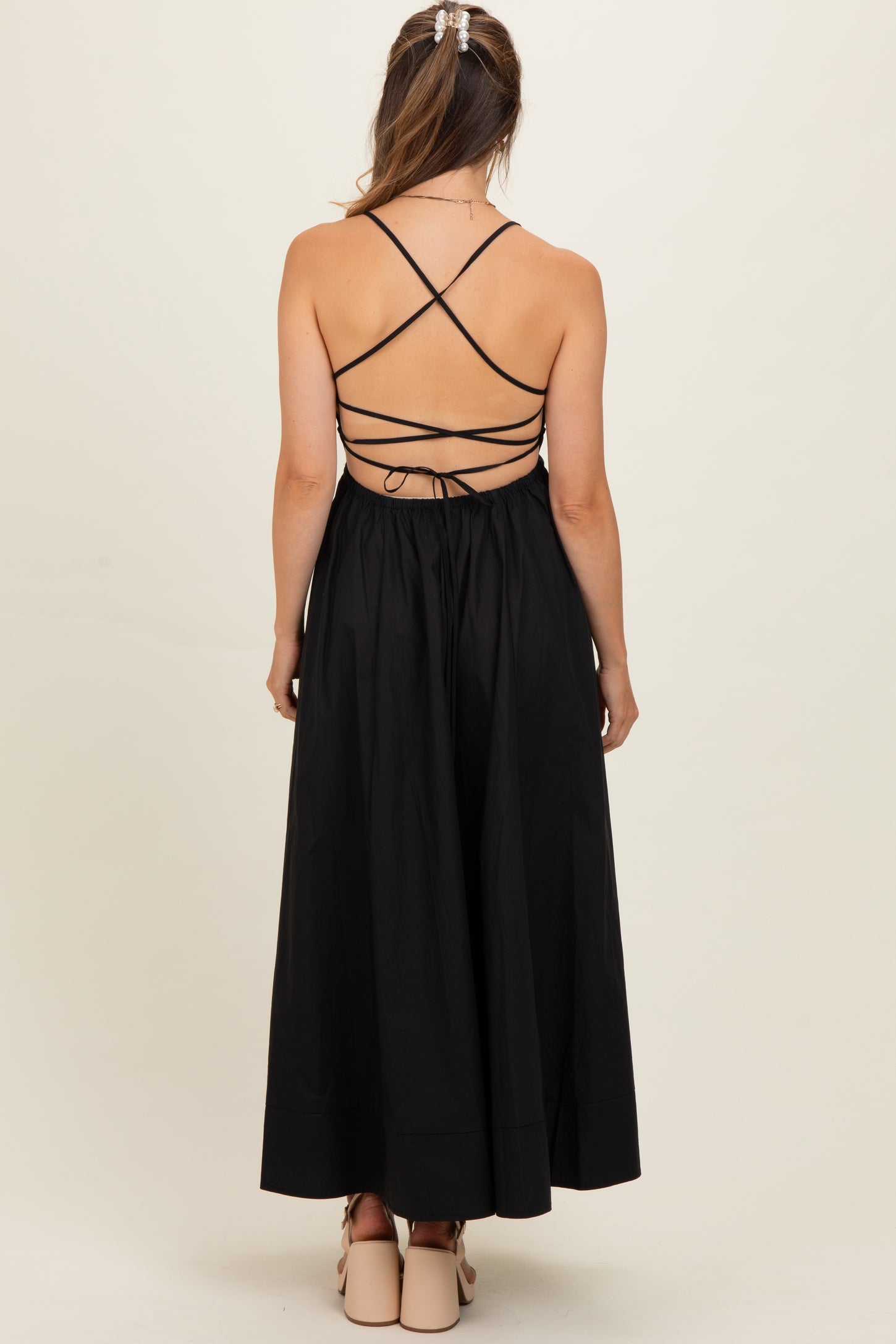 Black Midi Maternity Dress