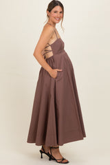 Brown Midi Maternity Dress