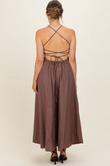 Brown Midi Maternity Dress