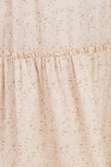 Cream Floral Ruffle Tier Button Detail Maternity Maxi Dress