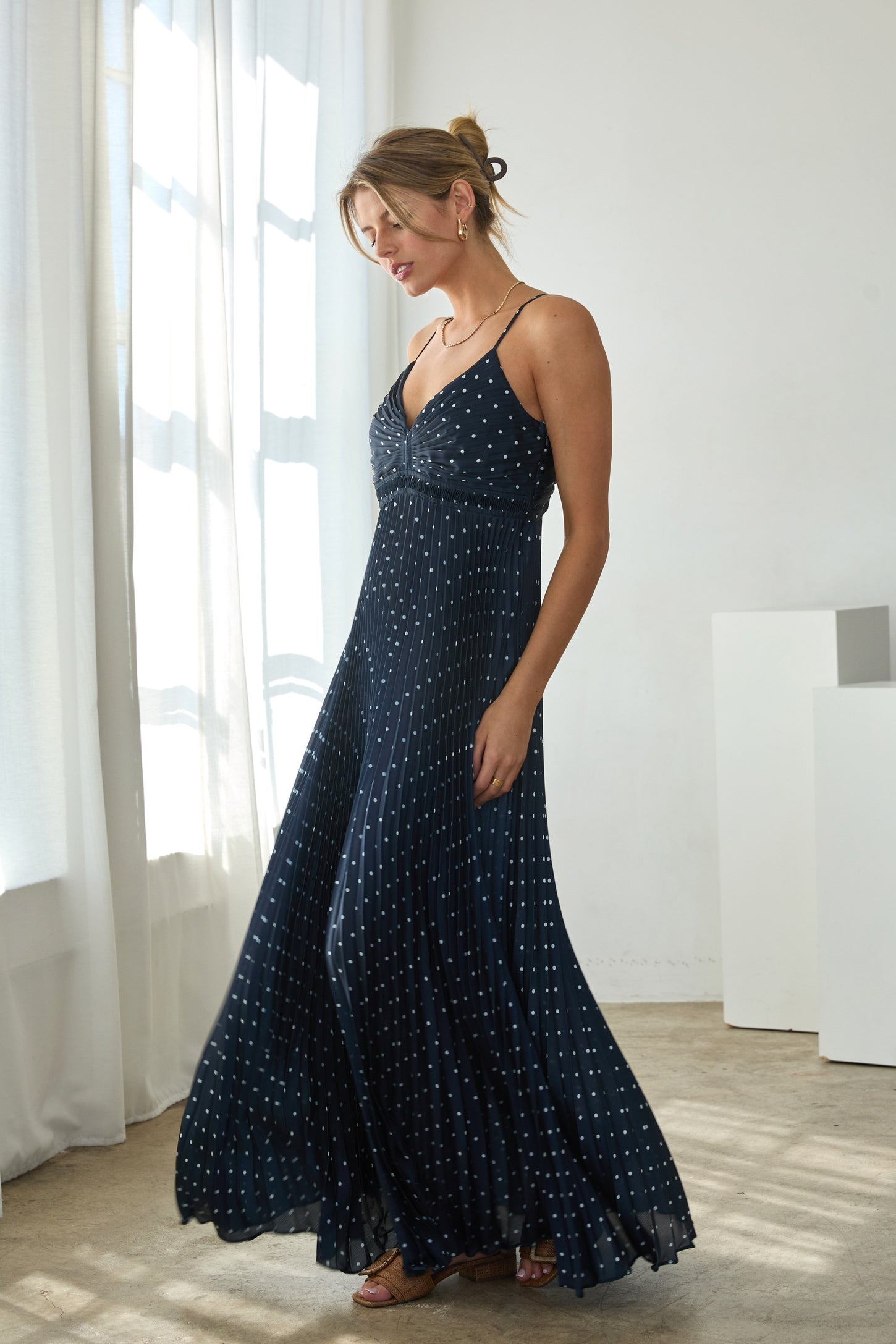 pleated dress with cutouts Abercrombie & Fitch + Giselle Pleated Cutout Maxi Dress