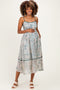 Dark Green Printed Cutout Tie Back Maternity Midi Dress