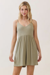 Sage Ribbed Knit Babydoll Maternity Romper