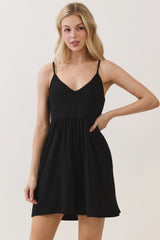 Navy Ribbed Knit Babydoll Romper