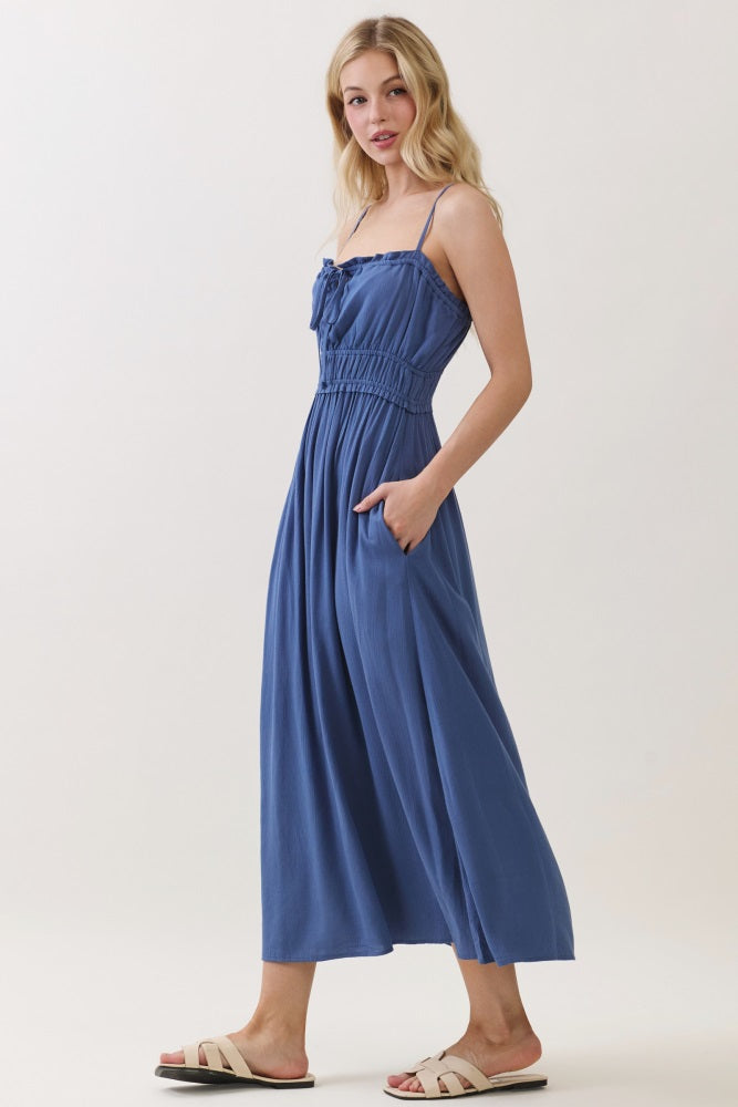 white christmas dresses ee:Some Denim Ruffle Hem Sleeveless Maxi Dress – Deja Nu Tx main image 1