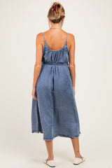 Denim Button Down Maternity Midi Dress