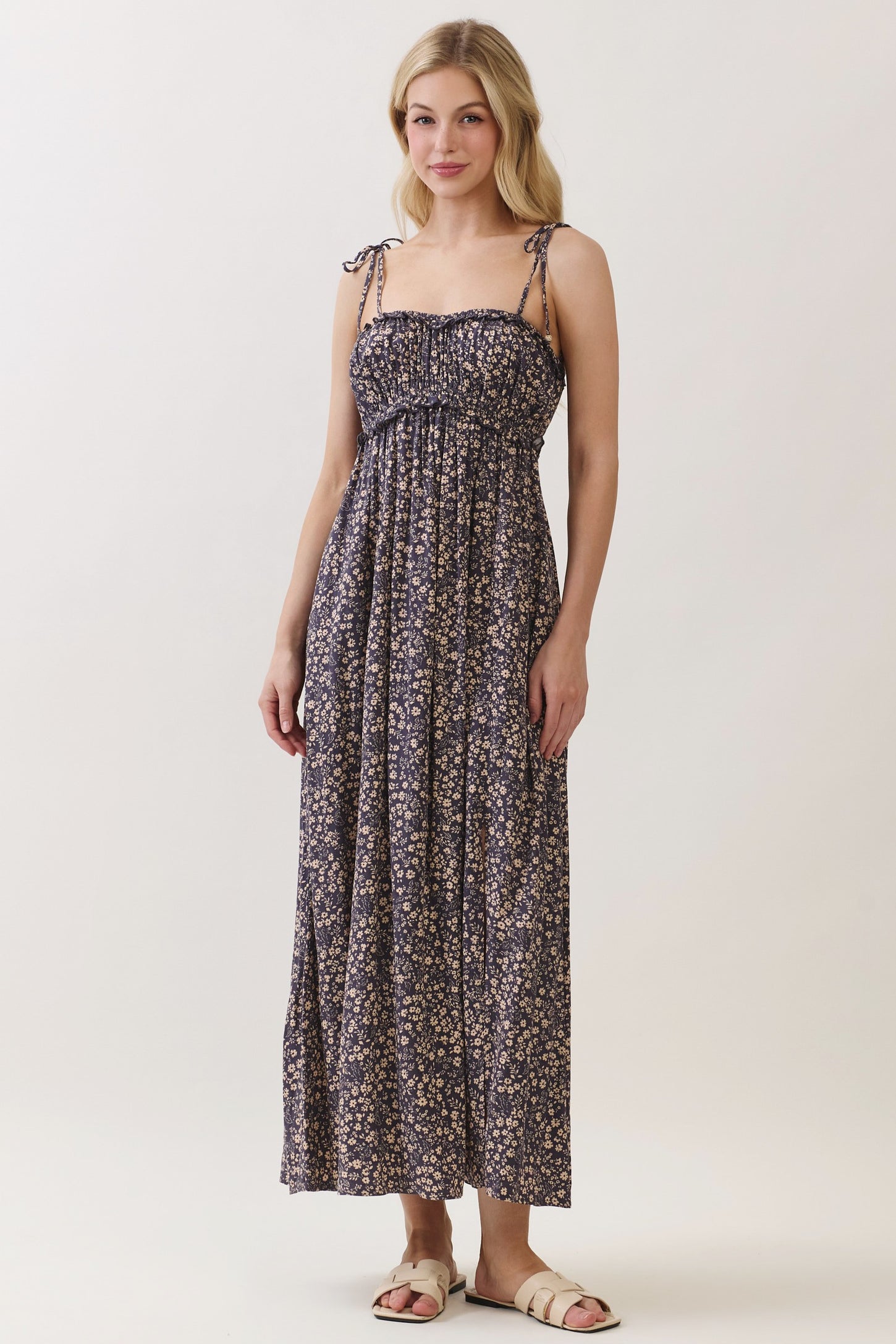 Purple Print Detailed Maternity Maxi Dress