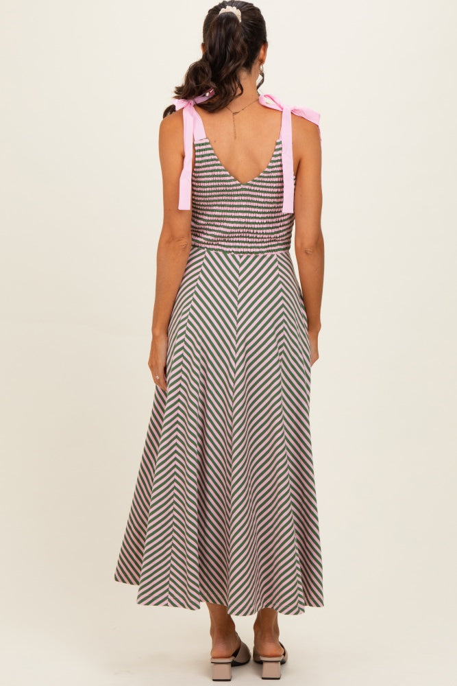 midi dress with neck tie Tie-Neck Pleated Midi Dress