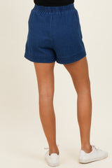 Navy Embroidered Trim Shorts