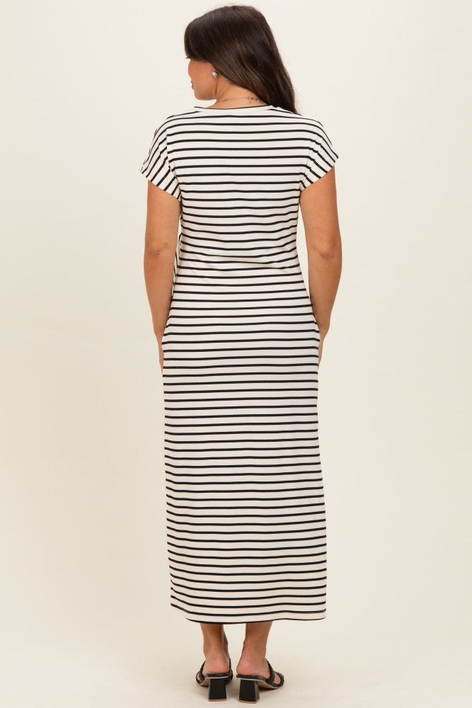 modern renewal eco tie buster midi dress pacsun Cream Striped Side Tie Maternity Midi Dress – PinkBlush