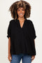 Black Textured Stripe Oversized Maternity Blouse