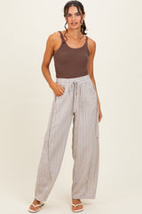 Coconut Washed Striped Maternity Pants