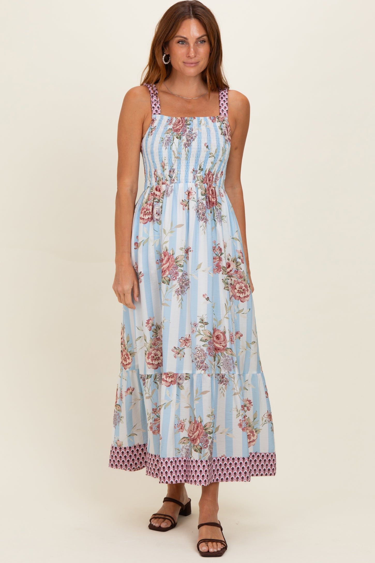 blue dress with red shoes Cobalt Linen Blend Dress with Lace Up Detail – Me&B