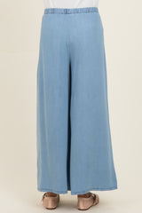 Light Denim Chambray Wide Leg Maternity Pants