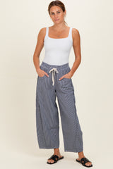 Navy Striped Relaxed Fit Pants