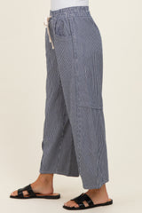 Navy Striped Relaxed Fit Pants