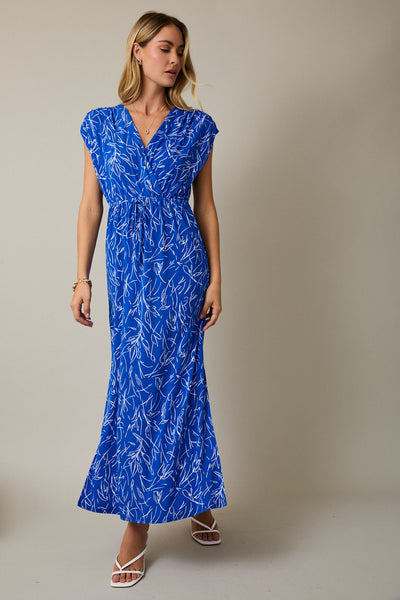 royal blue wrap dress Maxi with Kimono Sleeves | Liquorish line silhouette * 100% Viscose Royal Blue Spaghetti Straps Chiffon