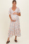 Multicolor Floral Smocked Flutter Sleeve Maternity Maxi Dress