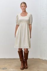 Cream Short Sleeve Lace Trim Maternity Dress