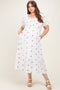 Ivory Embroidered Smocked Plus Maternity Midi Dress