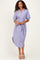 Blue Striped Puff Sleeve Midi Shirt Dress