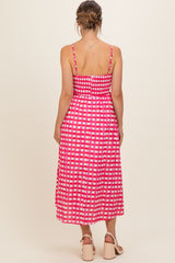 Hot Pink Gingham Maternity Midi Dress