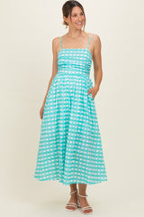 Mint Gingham Maternity Midi Dress