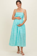 Mint Gingham Maternity Midi Dress