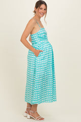 Mint Gingham Maternity Midi Dress