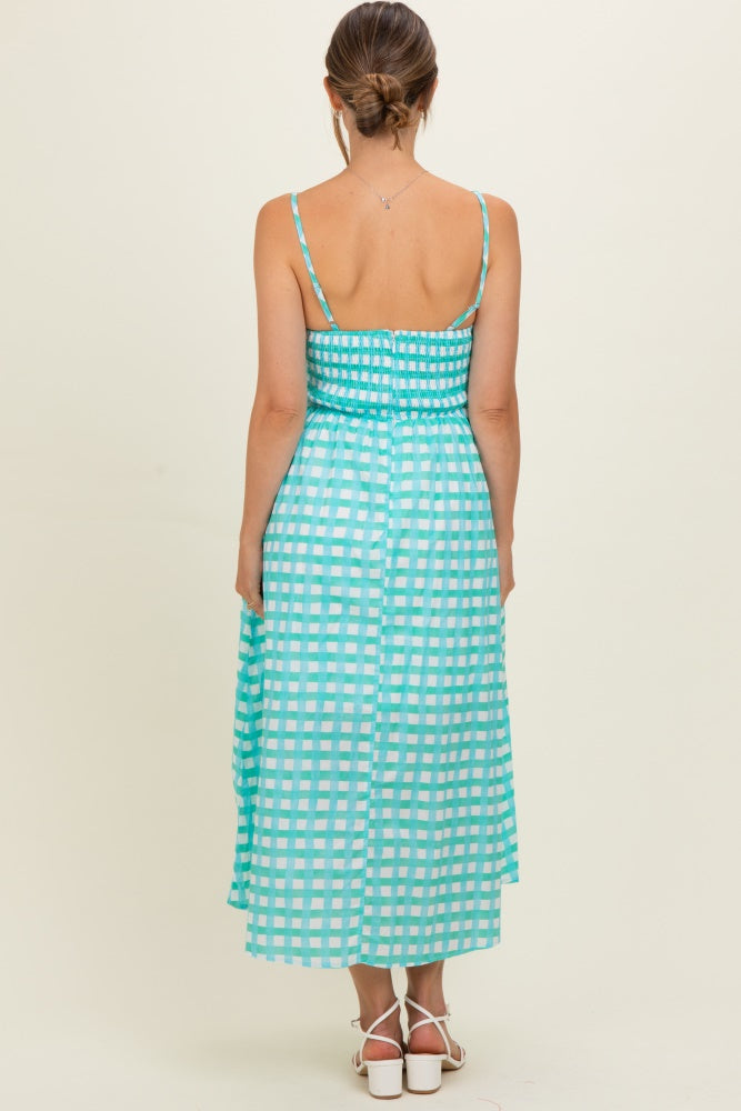 Mint Gingham Maternity Midi Dress