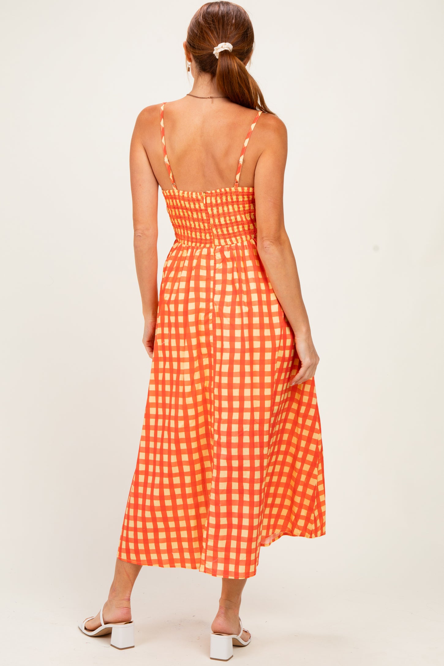 orange gingham midi dress Womens Simply Be Orange Gingham Waist Detail Midi Dress US 12
