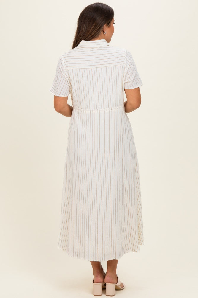 maternity dress with tied shirt Loose Tie Front Scoop Short Maternity Dress