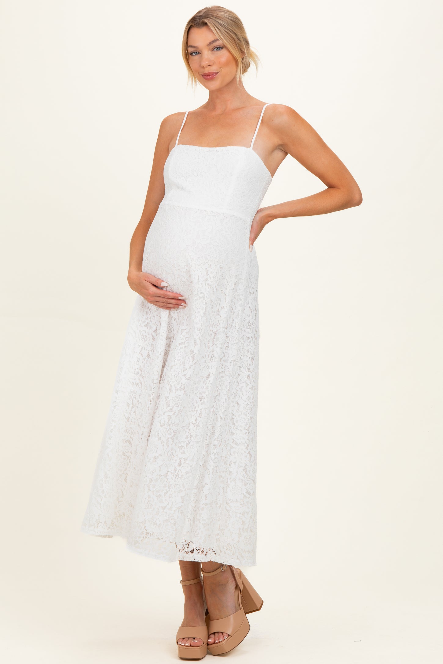 lace midi maternity dress Black Lace Overlay Long Sleeve Fitted Maternity Midi Dress