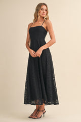 Black Lace Sleeveless Midi Dress