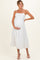 Off White Eyelet Lace Cutout Tie Back Maternity Midi Dress