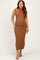 Mocha Ribbed Knit Mock Neck Maternity Maxi Dress