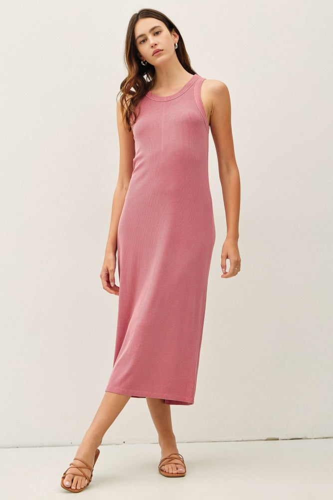 Dusty Rose Ribbed Maternity Midi Tank Dress Dusty Rose Ribbed Maternity Midi Tank Dress