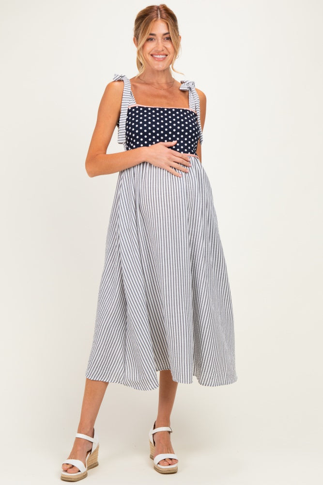 navy blue and white maternity dress Striped knitted maternity dress ENVIE DE FRAISE