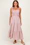 Light Pink Sleeveless Smocked Tiered Maxi Dress