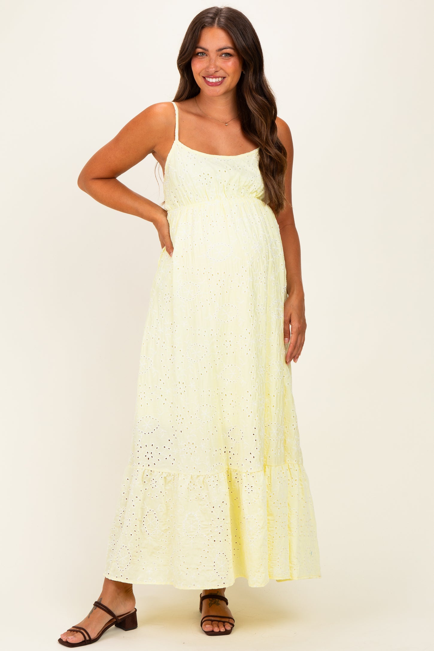 yellow pregnancy dress Sydnee Cotton Maxi in Butter Maxi length Sizing boohoo Women's Maternity Floral Milkmaid