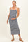 Navy Striped Sleeveless Maternity Midi Dress