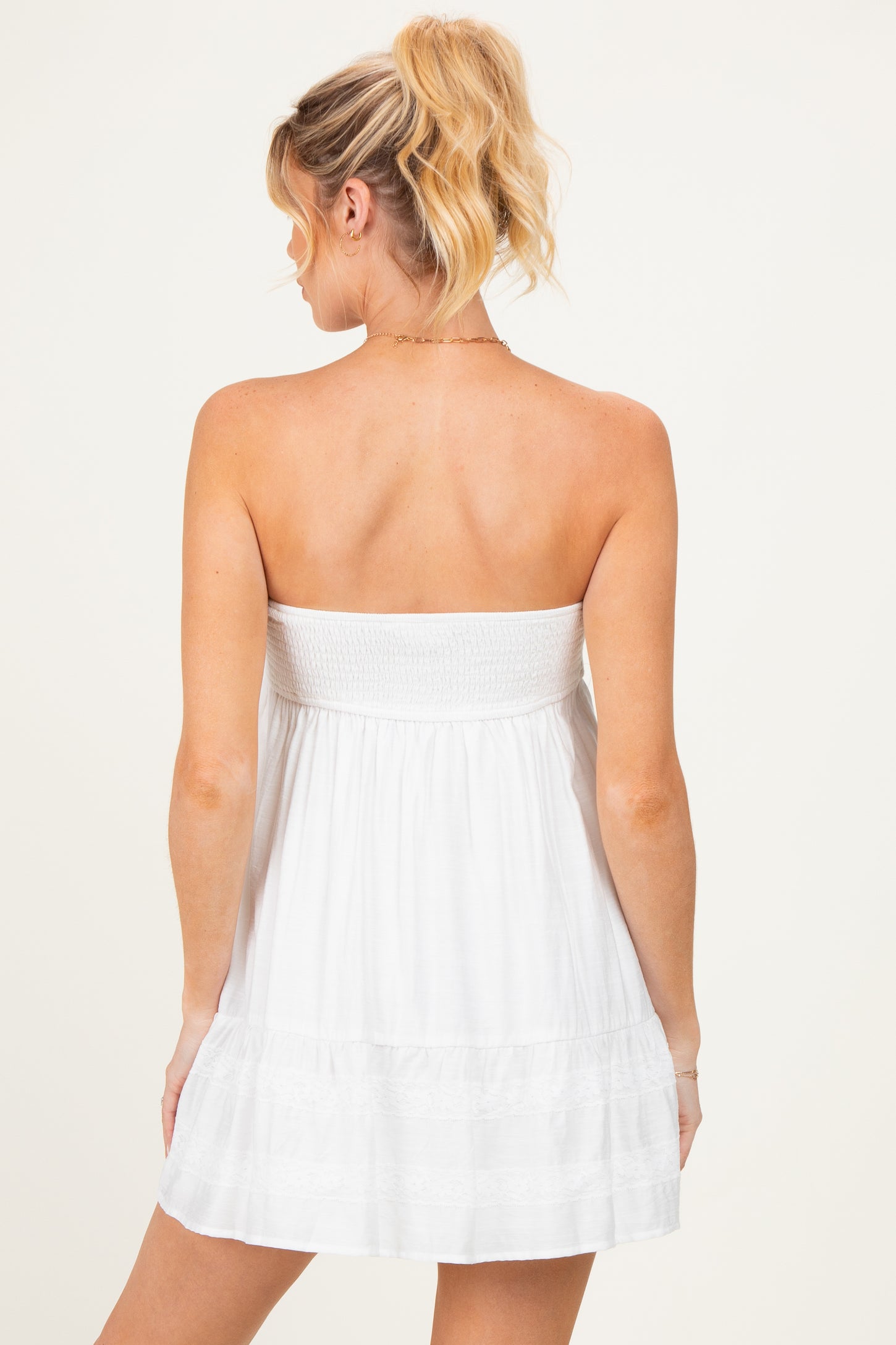 babydoll strapless dress Your Favorite Women's Sara Knit Mini in White and those nights that turn into memories. PacSun Women's Tie Back Strapless