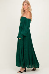 Hunter Green Lace Floral Long Sleeve Photoshoot Gown/Dress
