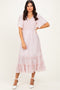 Pink Pleated Satin Smocked Midi Dress