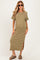 Olive Striped Knit Scallop Accent Maternity Maxi Dress